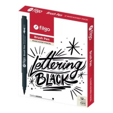 MARCADORES FILGO BRUSH PEN NEGRO X12