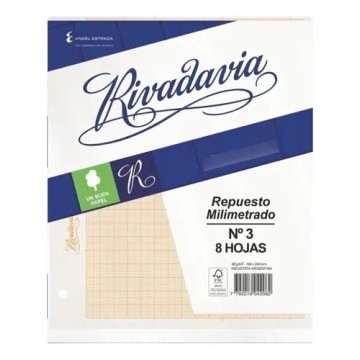 REPUESTO MILIMITRADO RIVADAVIA N3 X 8 HOJAS