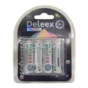 PILA AA RECARGABLE DEELEX X4 UNIDADES 3800MAH