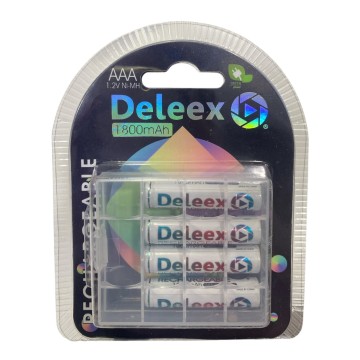 PILA AAA RECARGABLE DEELEX X4 UNIDADES 1800MAH